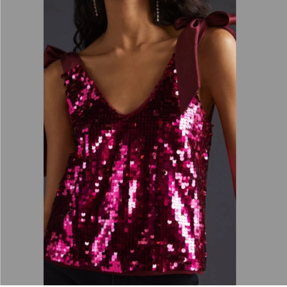Maeve sequined tie- Strap tank